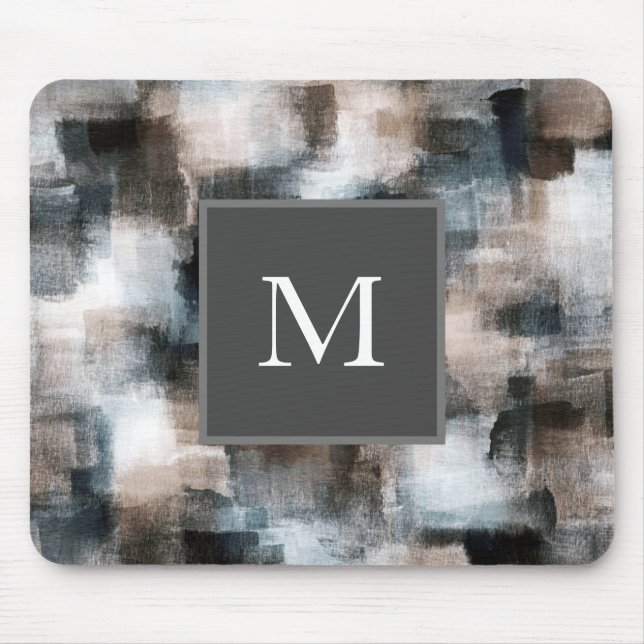 Taupe Slate Brushstrokes Mouse Mat (Front)