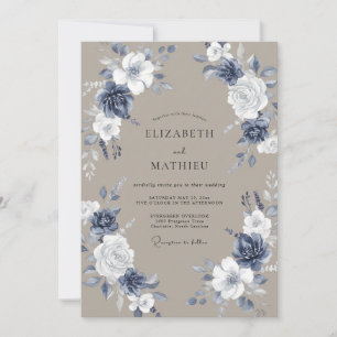 Taupe Slate Painted Wedding Invitation