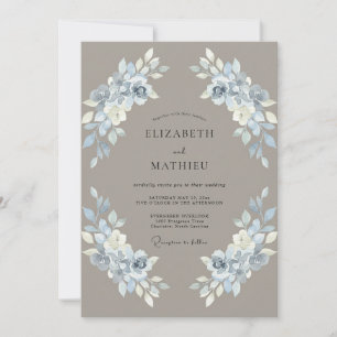 Taupe Slate Petal Wedding Invitation