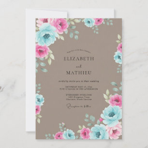 Taupe Soft Watercolor Wedding Invitation