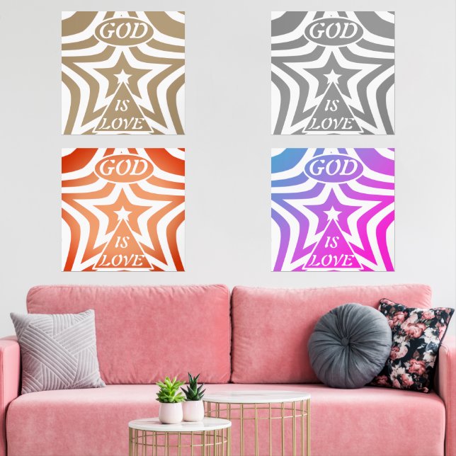 Taupe Star Poster Print - Neutral "God Is Love"  (Livingroom)