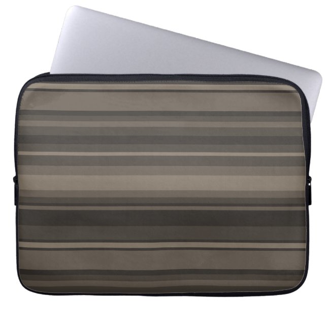 Taupe stripes laptop sleeve (Front)