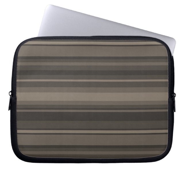 Taupe stripes laptop sleeve (Front)