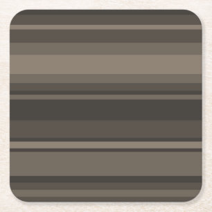 Taupe stripes square paper coaster