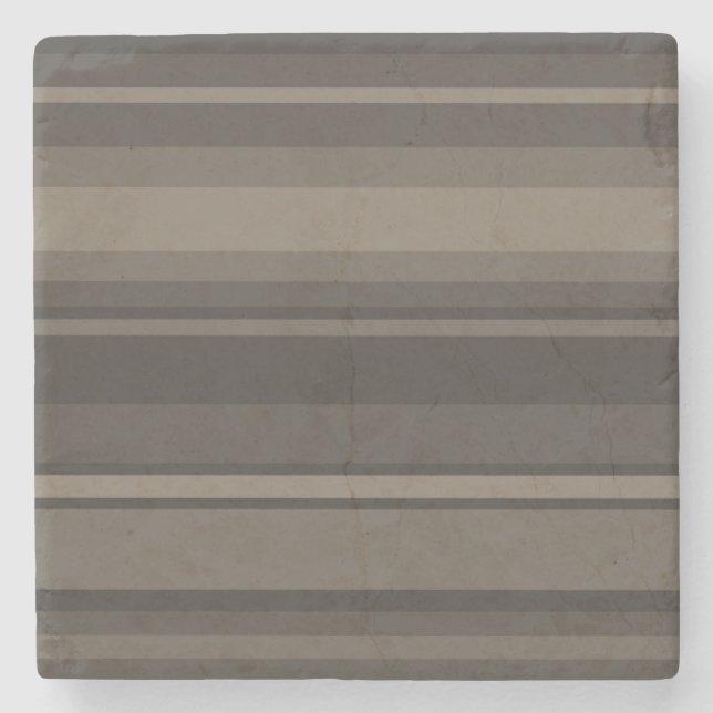 Taupe stripes stone coaster (Front)