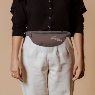Taupe Stylised Bridesmaid Name Bum Bags
