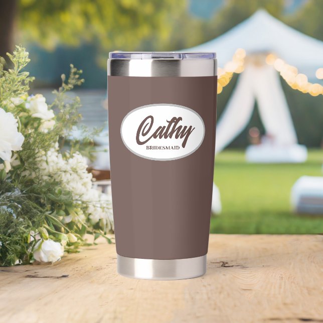 Taupe Stylised Wedding Bridesmaid Insulated Tumbler (Wedding (Rotated))