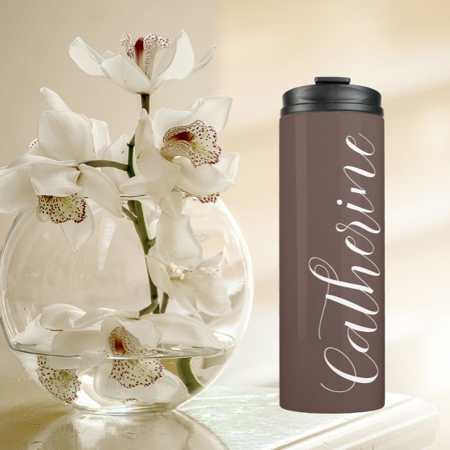 Taupe Stylised Wedding Bridesmaid Thermal Tumbler (In Situ)