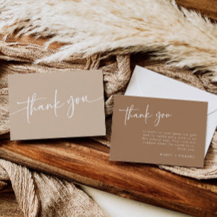 Taupe Thank You Card Modern Minimalist Boho