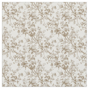 Taupe Toile with Roses and Branches Fabric