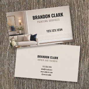 Taupe Toned Living Room Interior Picture Painting Business Card