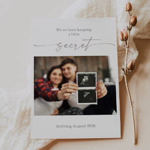 Taupe Ultrasound Photo Pregnancy Announcement Card