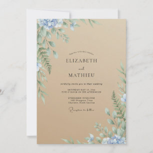 Taupe Watercolor Foliage Wedding Invitation