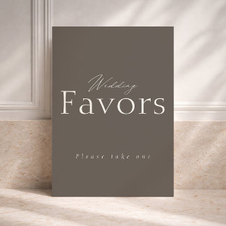 Taupe Wedding Favors Sign Invitation