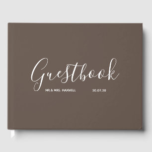 Taupe Wedding Guestbook   Simple Minimal Elegant