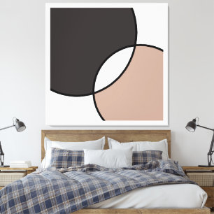 Taupe White Circles   Canvas Print