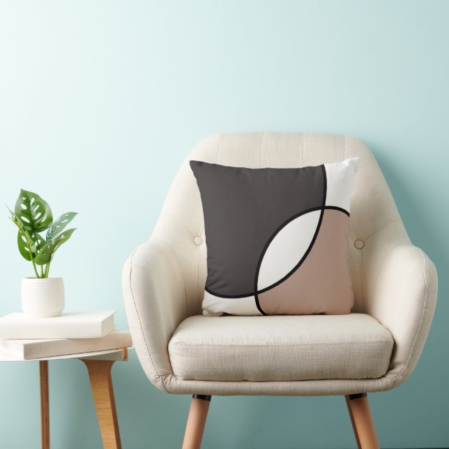 Taupe White Circles  Cushion (Chair)