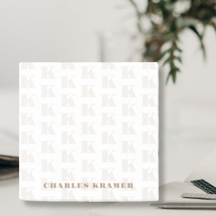 Taupe White Minimal Bold Monogram Initial Letter  Post-it Notes