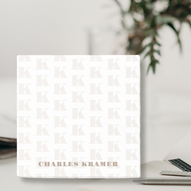 Taupe White Minimal Bold Monogram Initial Letter  Post-it Notes (Creator Uploaded)