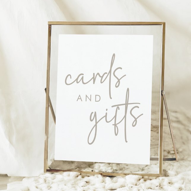 Taupe & White Minimal Bridal Shower Cards & Gifts Poster (Creator Uploaded)