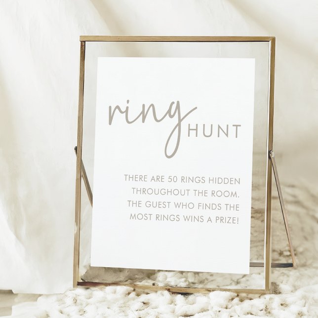 Taupe & White Minimalist Bridal Shower Ring Hunt Poster (Creator Uploaded)