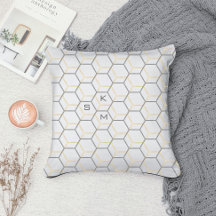  Taupe White Modern Abstract Geometric Monogrammed