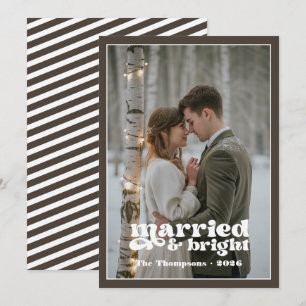 Taupe & White Newlyweds Christmas Holiday Card