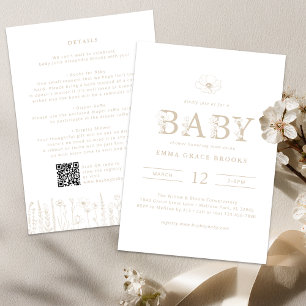 Taupe Wildflower Baby Shower All-in-One Invitation
