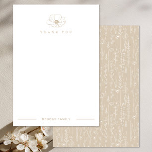 Taupe Wildflower Baby Shower Thank You Card