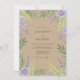 Taupe Wisteria Wedding Invitation