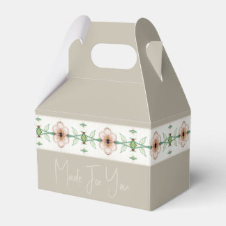 Taupe With Peach Floral Favour Box