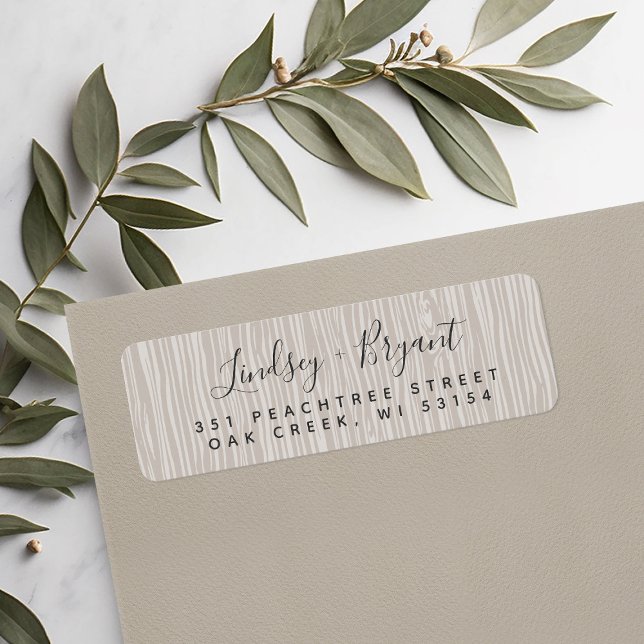 Taupe Wood Grain Personalised Return Address (Creator Uploaded)