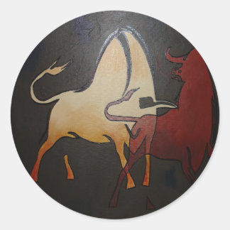 Taurean Bulls Animal Abstract Art Classic Round Sticker