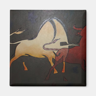 Taurean Bulls Animal Abstract Art Magnet