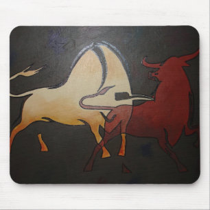 Taurean Bulls Animal Abstract Art Mouse Mat