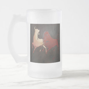 Taurean Bulls Animal Art Frosted Glass Beer Mug