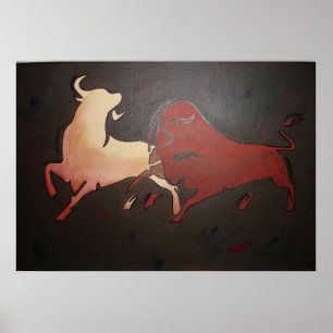 Taurean Bulls Animal Art  Poster