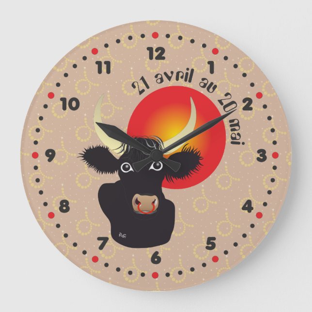 Taureau 21 avril au 20 mai Horloges Large Clock (Front)