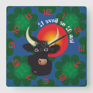 Taureau 21 avril au 20 mai Horloges Square Wall Clock