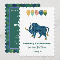 Taurus 1st Birthday Impressionist Gold Glitter