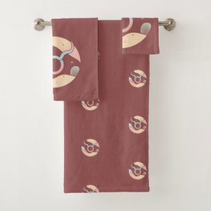 TAURUS, Abstract Design of the Zodiac Sign, Bath Towel Set
