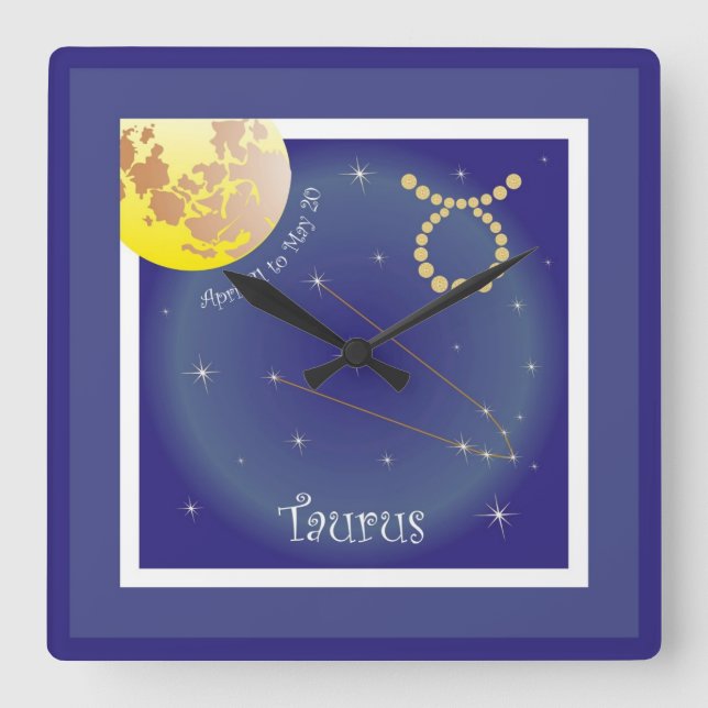Taurus April 21 to May 20 Uhr Square Wall Clock (Front)