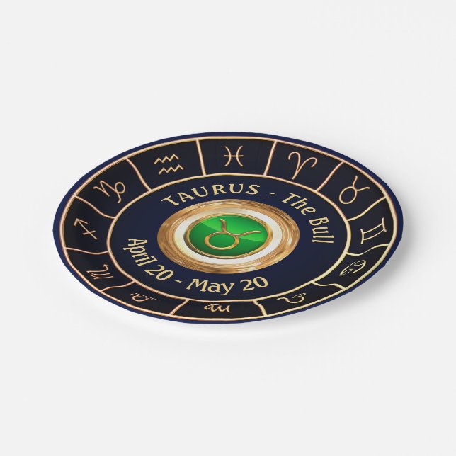 Taurus Astrological Symbol Paper Plate (Angled)