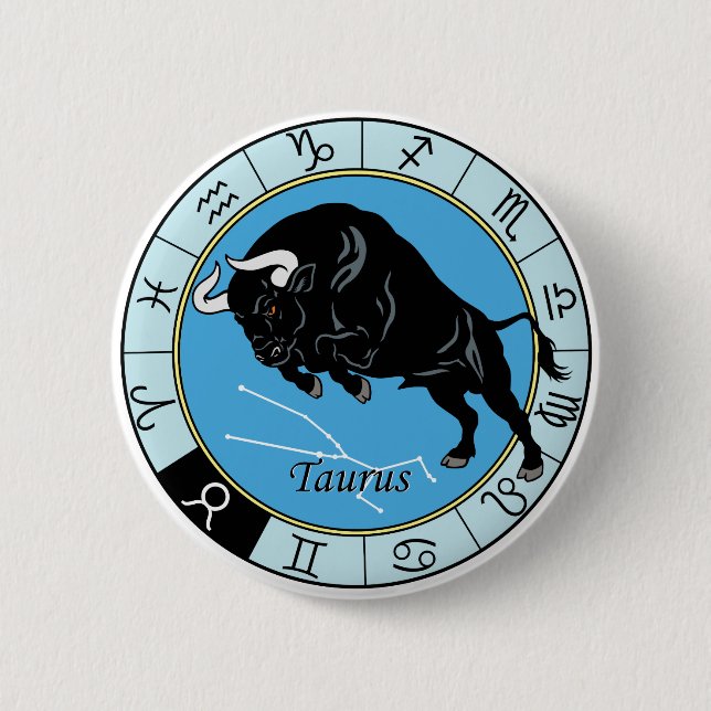 Taurus astrological zodiac sign 6 cm round badge (Front)