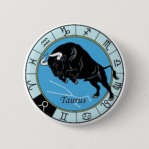 Taurus astrological zodiac sign 6 cm round badge