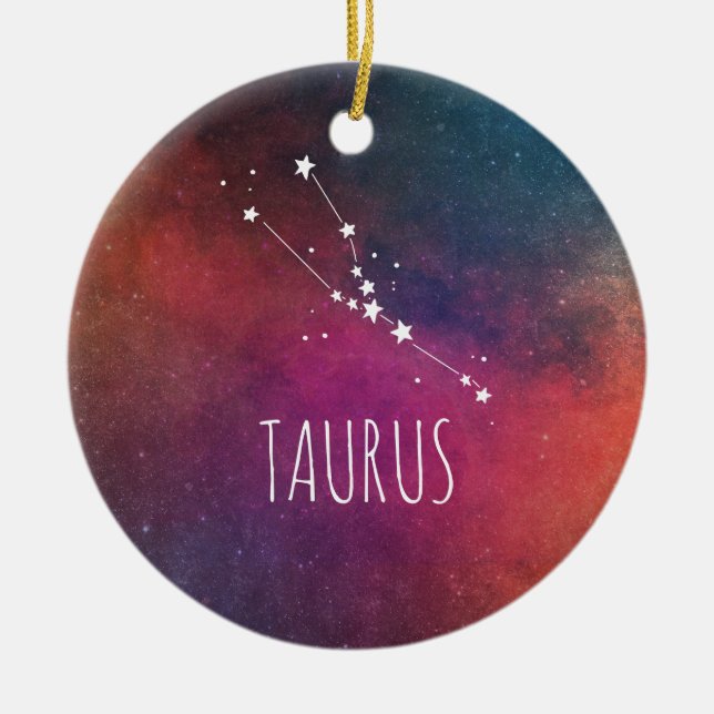 Taurus Astrology Ceramic Tree Decoration (Front)