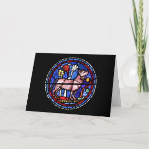 Taurus Astrology Stained Glass Windows - Greeting Card