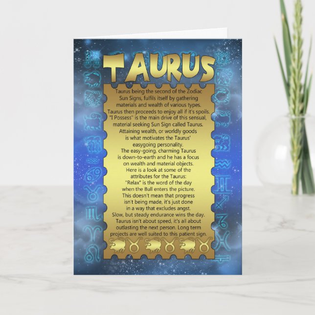 Taurus Birthday Card - Zodiac Birthday Card - Taur (Front)
