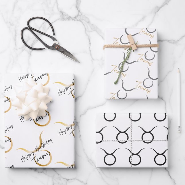 Taurus Birthday Wrapping Paper Sheet (Front)