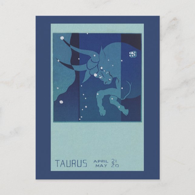 Taurus Bull Constellation Vintage Zodiac Astrology Postcard (Front)
